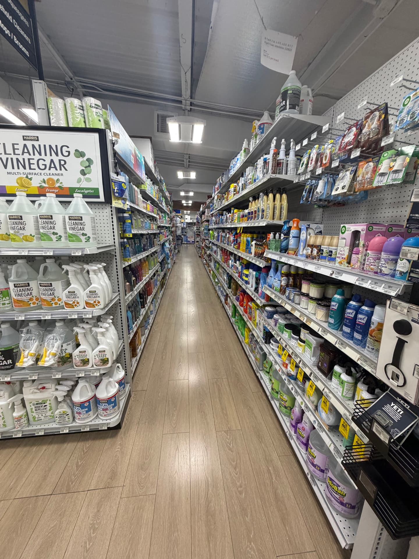 Cleaning supply aisle at Hessler Ace Hardware in Delray Beach